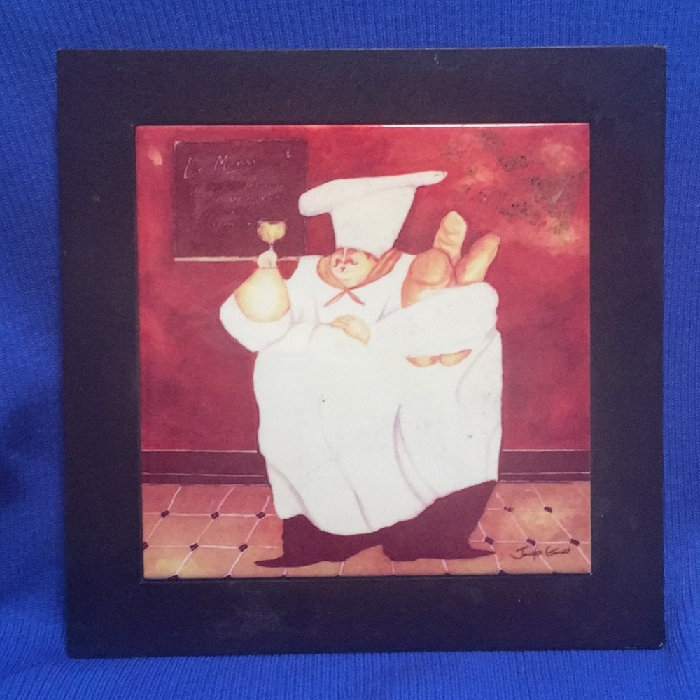 FINAL MARKDOWN Jennifer Garant Fat Chef/Baker Tile Wall Plaque